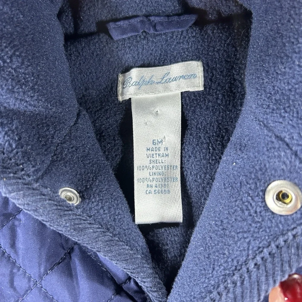 Ralph Lauren 6M‎ Navy Blue Quilted Baby Bunting Snow Suit Winter Baby Designer